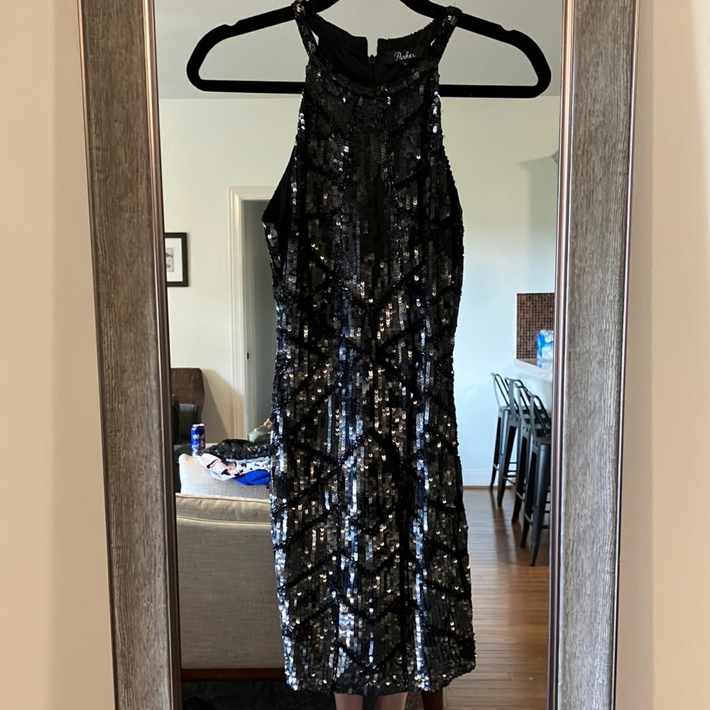 Parker black sequin cocktail dress 2